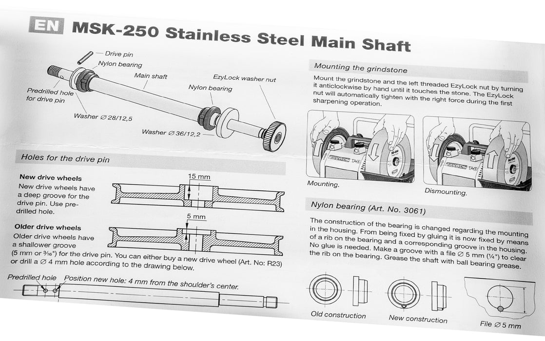 Tormek Stainless Steel Main Shaft for T7/T8